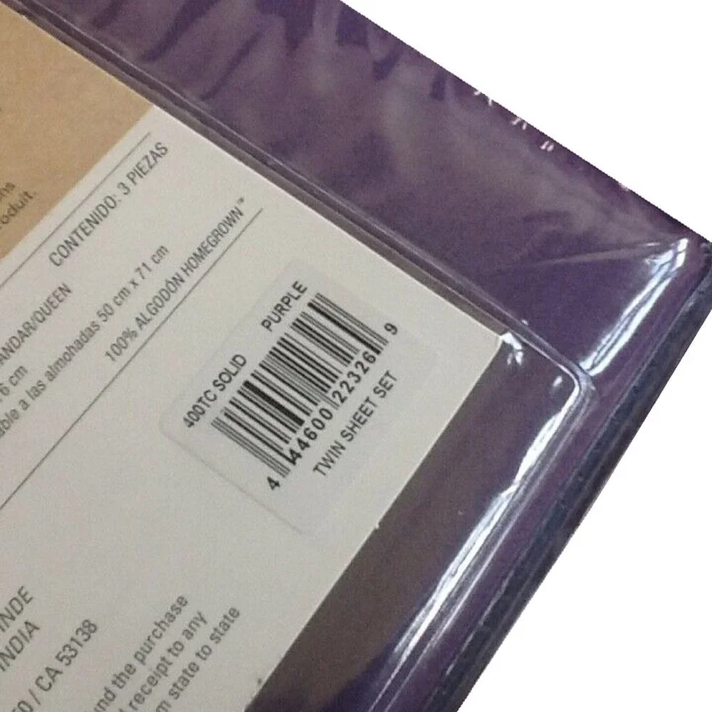 new 3-piece PURPLE Heartland 400 TC 100% Cotton Satee-Weave TWIN Sheet Set
